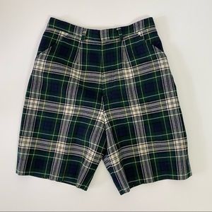 Vintage High Waist Irish Tartan Plaid Wool Shorts